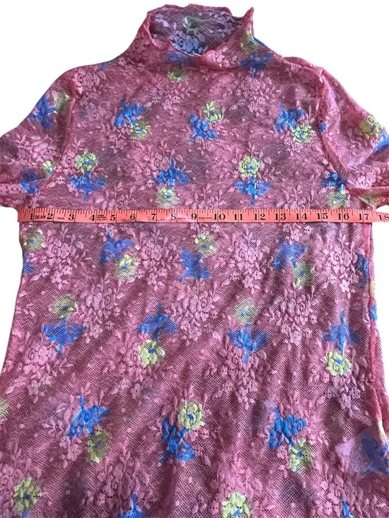 Umgee Coral Floral Lace Mock Neck Long Sleeve Top-Medium-NWOT - Picture 9 of 10